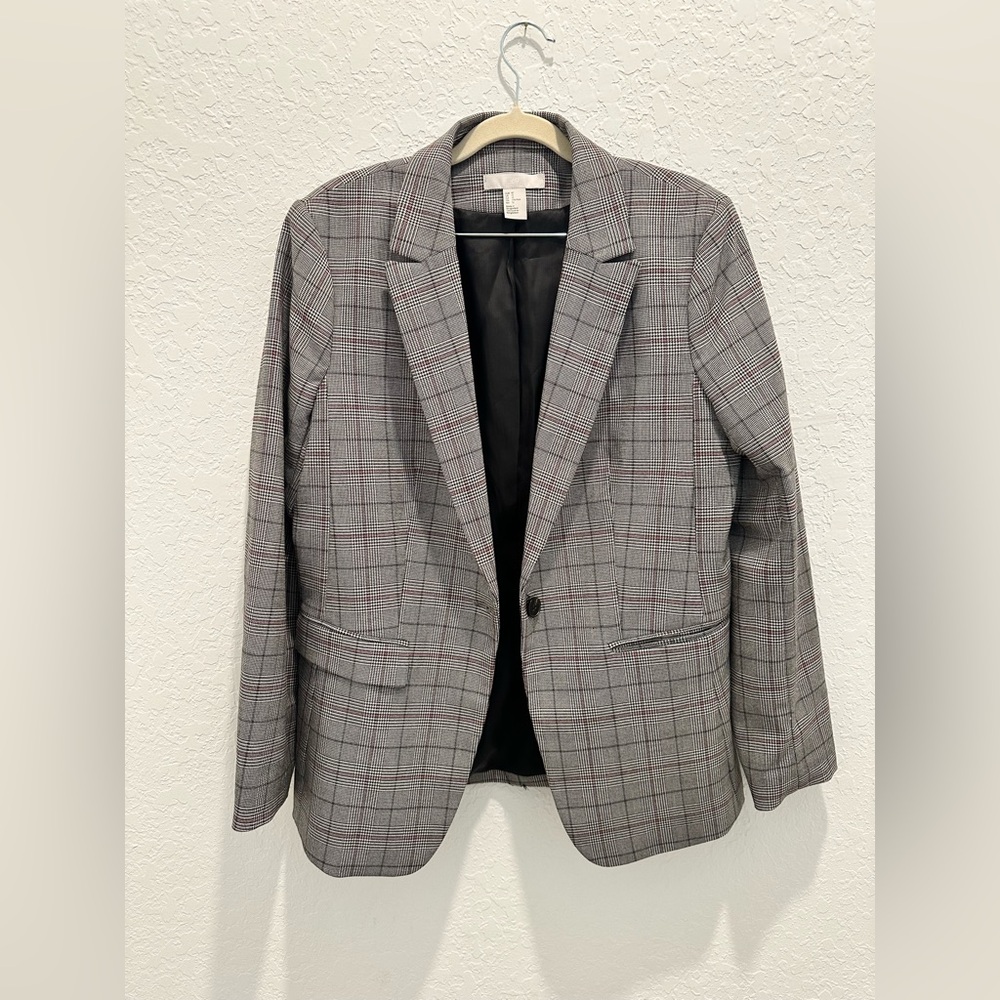 H&M Classic Gray Glen Plaid Blazer